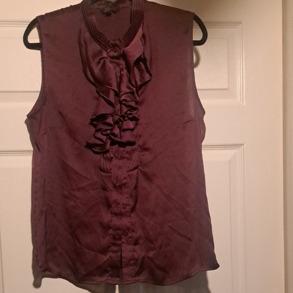 🍇 Jessica Ruffled Classy Womans Sleevless Grap Purple Wine Colur Blouse